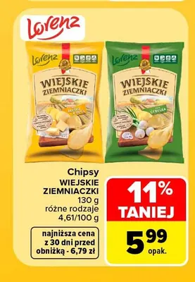 Chipsy Wiejskie Ziemniaczki cebulka promocja w Carrefour Market