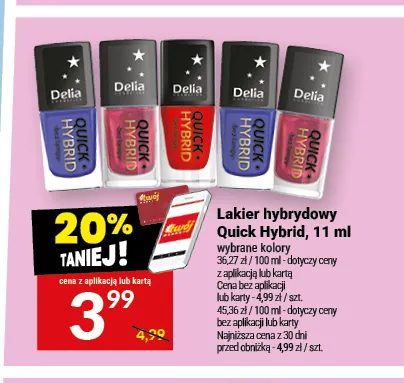 Lakier hybrydowy Quick Hybrid Delia promocja w Twój Market