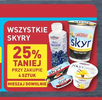 Jogurt typu islandzkiego Skyr waniliowy Milsani promocja w Aldi