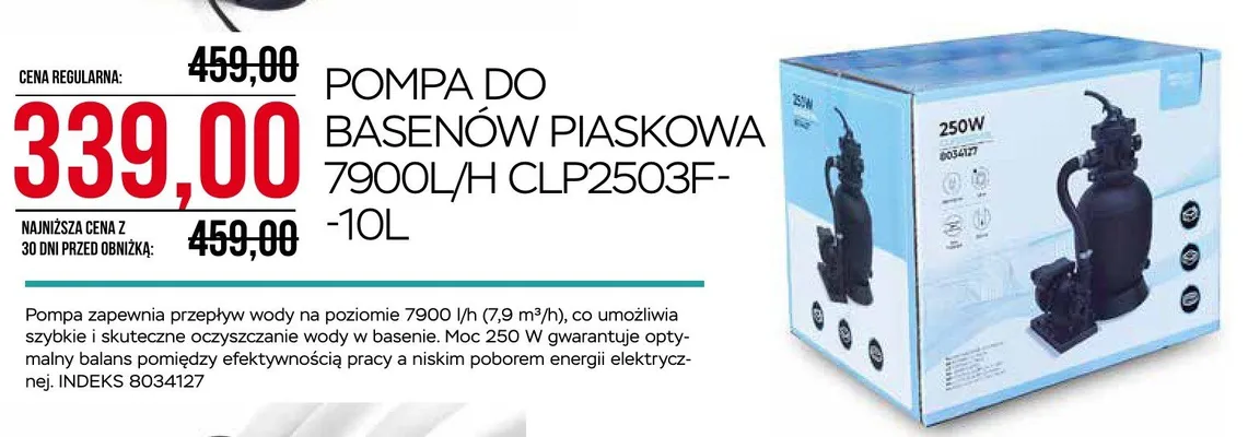 Pompa do basenów piaskowa 7900l/H CLP2503F-10l promocja w Abra Meble