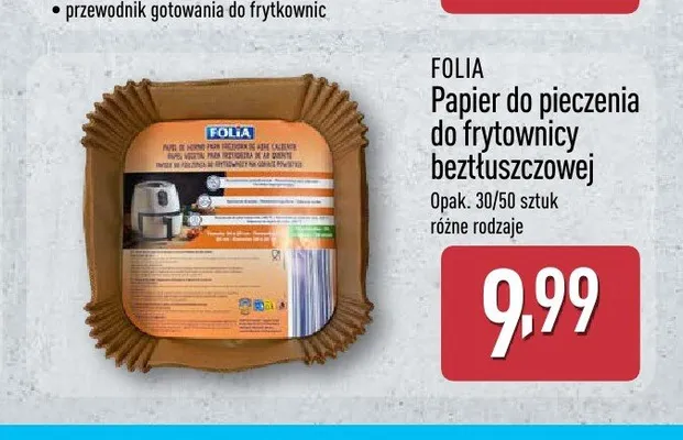 Papier do pieczenia do frytkownicy beztłuszczowej Folia promocja w Aldi