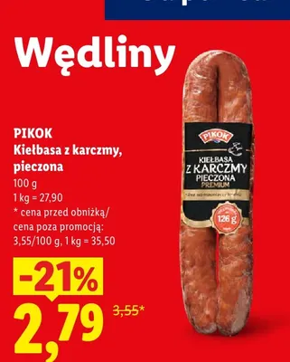 Kiełbasa z karczmy pieczona Pikok promocja w Lidl