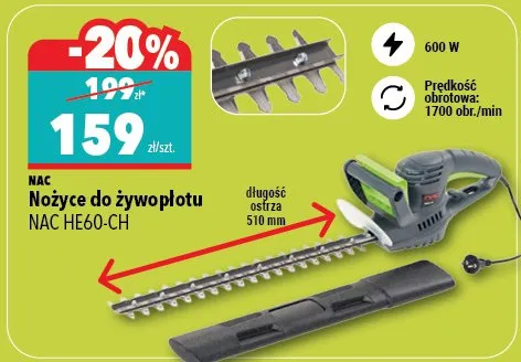 Nożyce do żywopłotu 600w Ferrex promocja w Biedronka Home