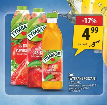 Sok pomidor Tymbark 100% promocja w Arhelan