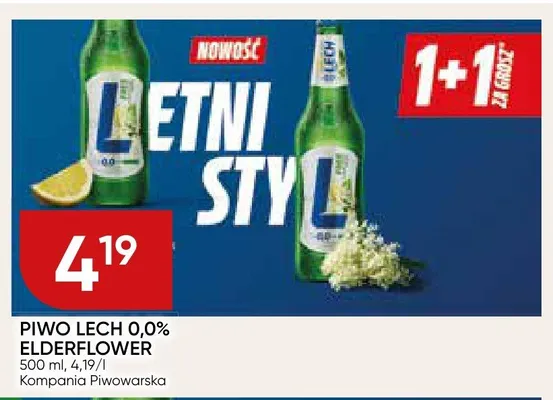 Piwo bezalkoholowe Lech 0,0% Elderflower promocja w Chata Polska