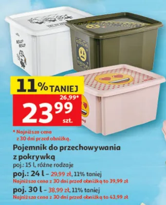 Pojemnik do przechowywania z pokrywką 15l promocja w Auchan