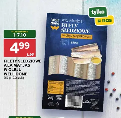 Filety śledziowe a'la matjas w oleju Well Done promocja w Stokrotka