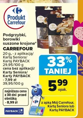 Podgrzybki suszone krojone promocja w Carrefour
