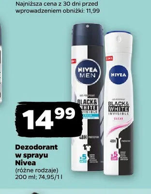 Dezodorant w sprayu Nivea Men Black & White Invisible promocja w Netto