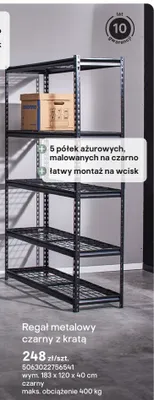 Regał metalowy czarny z kratą promocja w Castorama