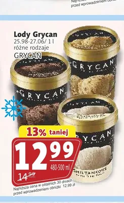 Lody Grycan śmietankowe promocja w Prim Market