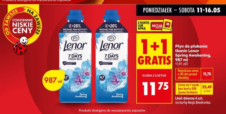Płyn do płukania tkanin Lenor Spring Awakening promocja w Biedronka