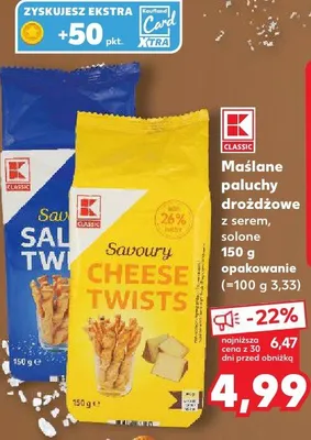 Maślane paluchy drożdżowe z serem solone K-Classic promocja w Kaufland