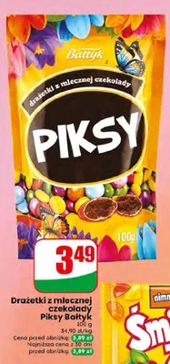 Drażetki z mlecznej czekolady Piksy Bałtyk promocja w Dino