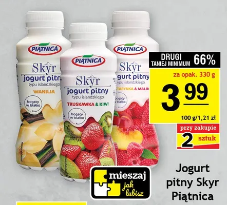 Jogurt pitny Skyr Piątnica truskawka i kiwi promocja w Gram Market