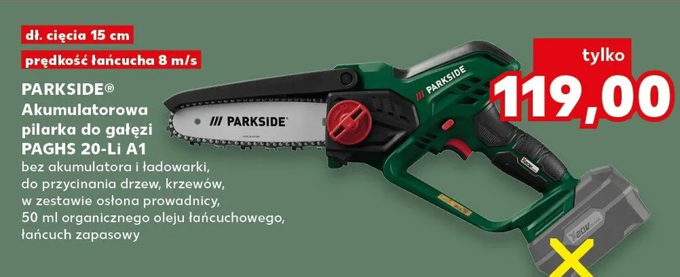 Akumulatorowa pilarka do gałęzi Parkside PAGHS 20-Li A1 promocja w Kaufland