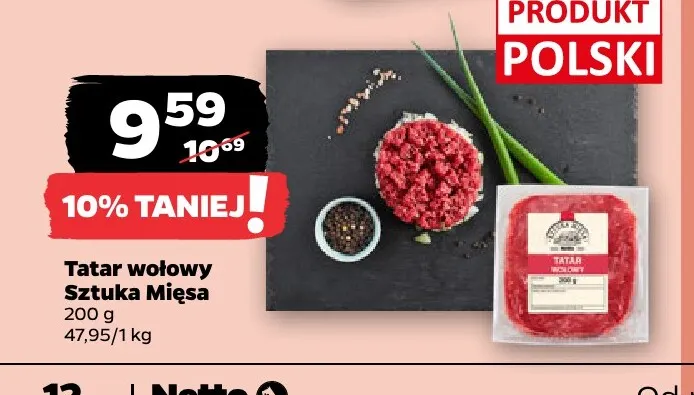 Tatar wołowy Sztuka Mięsa promocja w Netto