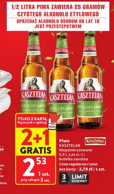 Piwo Kasztelan Niepasteryzowane promocja w Intermarche