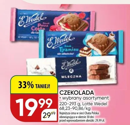 Czekolada wybrany asortyment Lotte Wedel promocja w Chata Polska