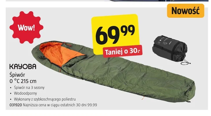 Śpiwór Kayoba 0°C 215 cm promocja w Jula