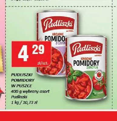 Pudliszki pomidory w puszce promocja w Chorten