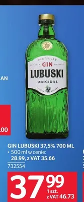 Gin Lubuski 37,5% promocja w Selgros