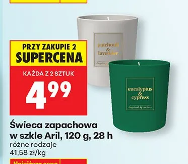 Świeca zapachowa w szkle, 28h różne rodzaje Aril promocja w Biedronka