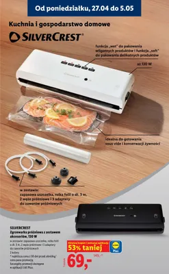 Zgrzewarka próżniowa SilverCrest z zestawem akcesoriów 130W promocja w Lidl