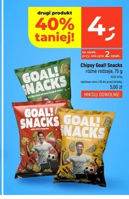 Chipsy Goal! Snacks Sour Cream & Onion promocja w Dealz