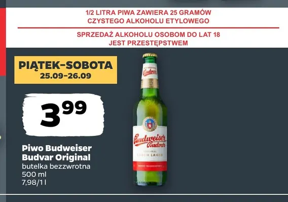 Piwo Budweiser Budvar Original promocja w Netto