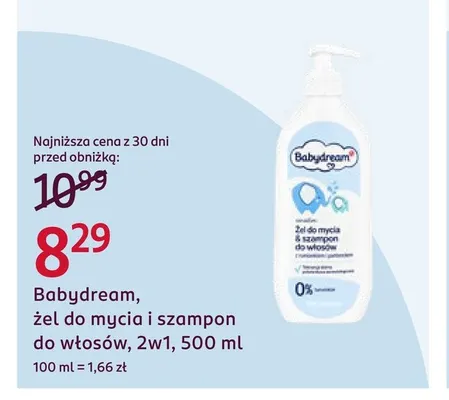 Żel do mycia i szampon do włosów 2w1 Babydream promocja w Rossmann