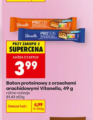 Baton proteinowy z orzechami arachidowymi Vitanella promocja w Biedronka