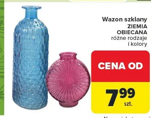 Wazon szklany ZIEMIA OBIECANA różne rodzaje i kolory promocja w Carrefour