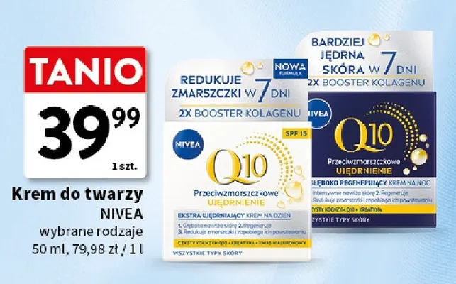 Krem do twarzy na noc Q10 Przeciwzmarszczkowy Ujędrnienie Nivea promocja w Intermarche