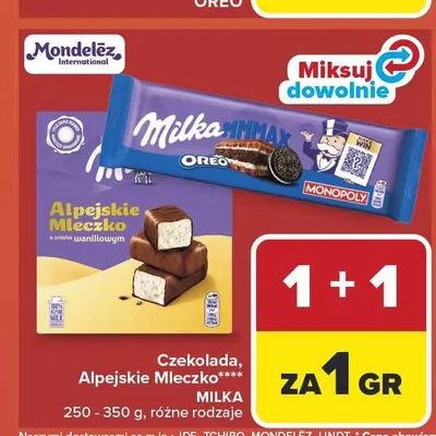 Czekolada, Alpejskie Mleczko MILKA promocja w Carrefour