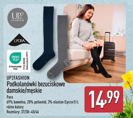 Podkolanówki bezuciskowe damskie/męskie Up2fashion promocja w Aldi