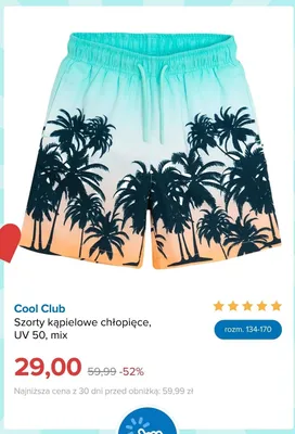 Szorty kąpielowe chłopięce Cool Club UV 50 mix promocja w Smyk
