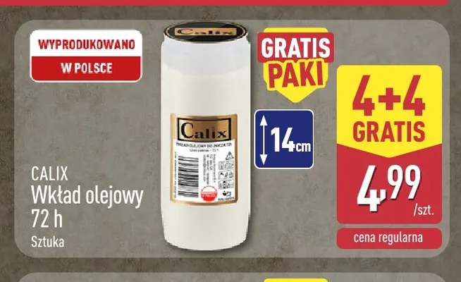 Wkład olejowy 72h Calix promocja w Aldi