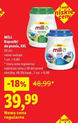 Kapsułki do prania MILL XXL Universal promocja w Lidl