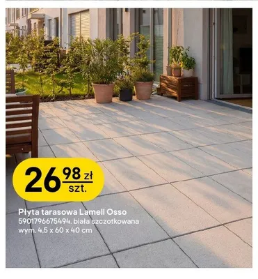Płyta tarasowa Lamell Osso Polbruk biała szczotkowana wym. 4,5x60x40cm promocja w Castorama