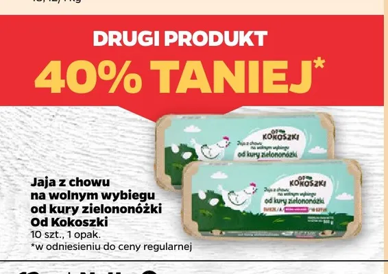 Jajka kurze z chowu na wolnym wybiegu od kury zielononóżki Od Kokoszki promocja w Netto