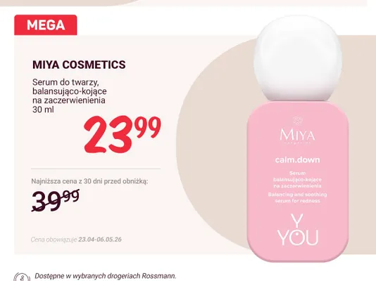 Serum do twarzy Miya Cosmetics calm.down balansująco-kojące na zaczerwienienia promocja w Rossmann