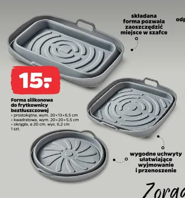 Forma silikonowa do frytkownicy beztłuszczowej prostokątna 20x13x6,5cm promocja w Netto