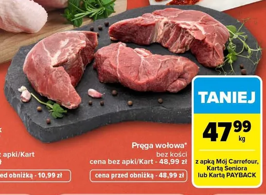 Pręga wołowa bez kości promocja w Carrefour