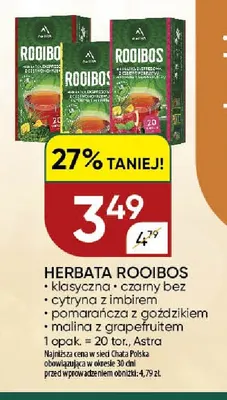 Herbata Rooibos malina z grapefruitem Astra promocja w Chata Polska