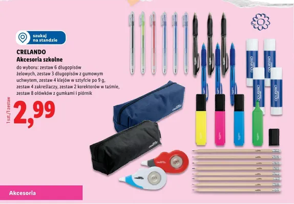 Akcesoria szkolne CRELANDO zestaw 4 zakreślaczy promocja w Lidl