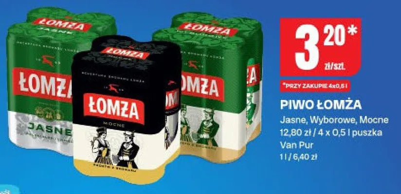 Piwo Łomża: Jasne, Wyborowe, Mocne promocja w Chorten