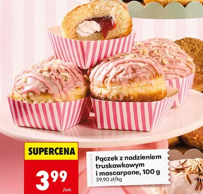 Pączek z nadzieniem truskawkowym i mascarpone promocja w Biedronka