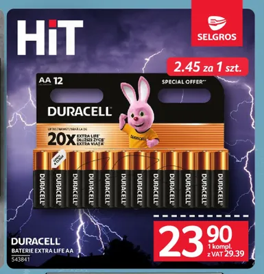 Baterie Duracell Extra Life Aa 12-pak promocja w Selgros