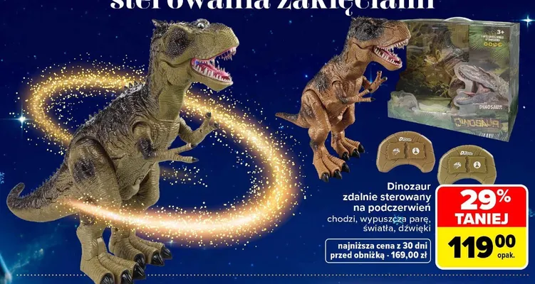 Dinozaur zdalnie sterowany na podczerwień promocja w Carrefour